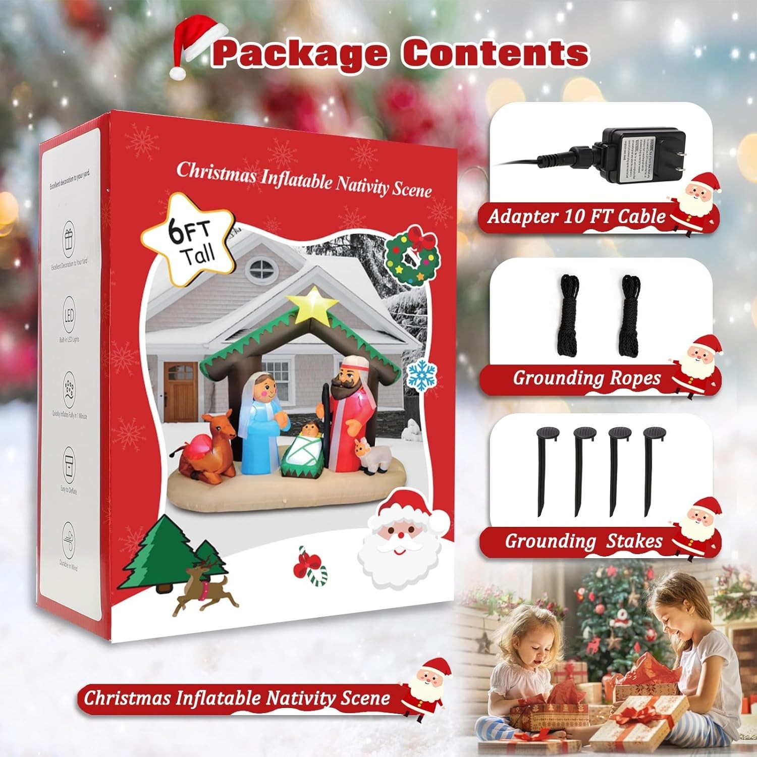 Waterproof 7FT Inflatable Nativity Set – Stable & Eye-Catching Christmas Display