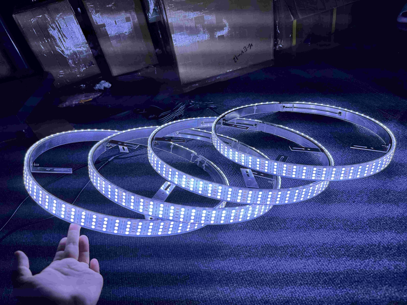 4x 17.5'' High Intensity PURE WHITE QUAD Row LED Trucks Car Wheel Rim Lights Set