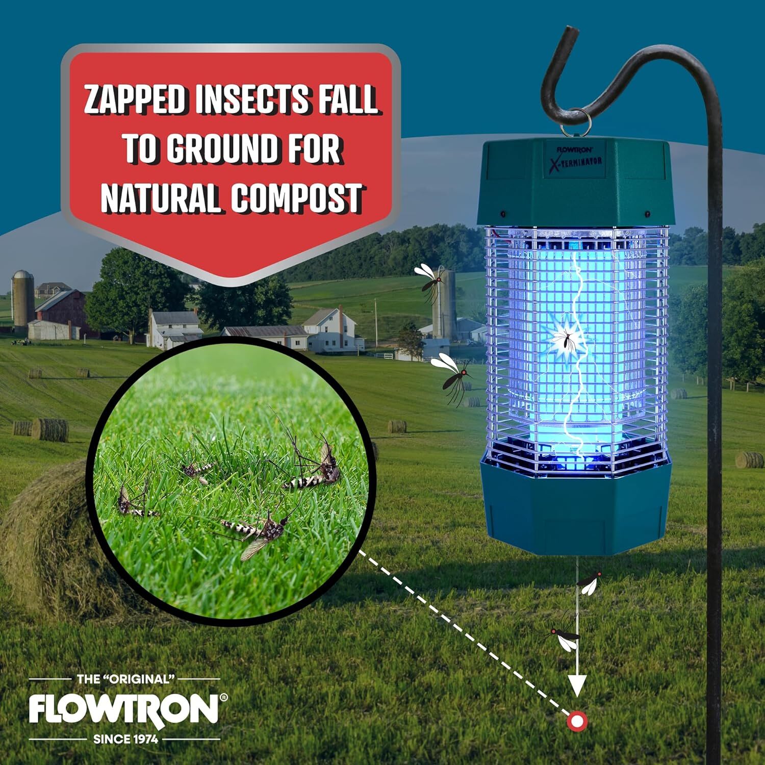 Flowtron 2 Acres Electric Bug Zapper, 120W Outdoor Bug Zapper w/UV Light & More