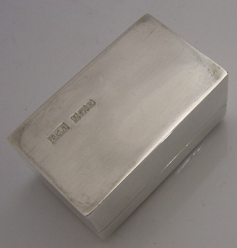 STUNNING HEAVY SOLID STERLING SILVER AGATE TABLE SNUFF BOX 1991 ENGLISH 82g