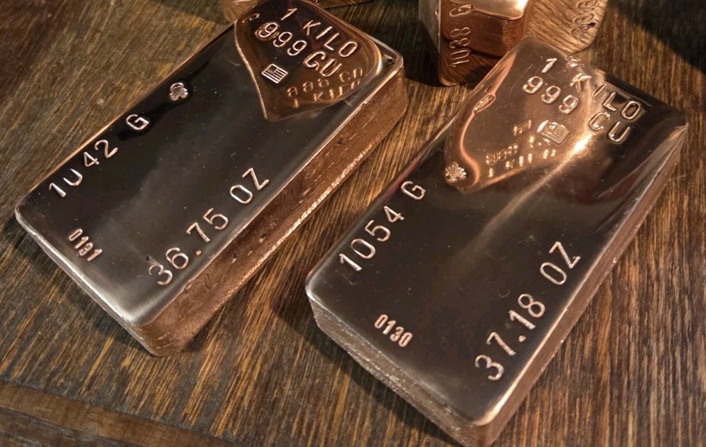 1 Kilo Hand Poured Solid Copper Bullion Bar .999 Pure Fine Copper Kg Ingot