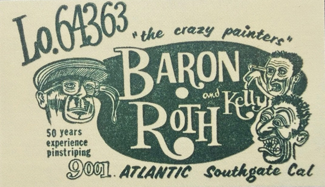 VRHTF NHRA VINTAGE SUPER COOL "BARON & ROTH & KELLY" BUSINESS CARD 2" X 3.5"