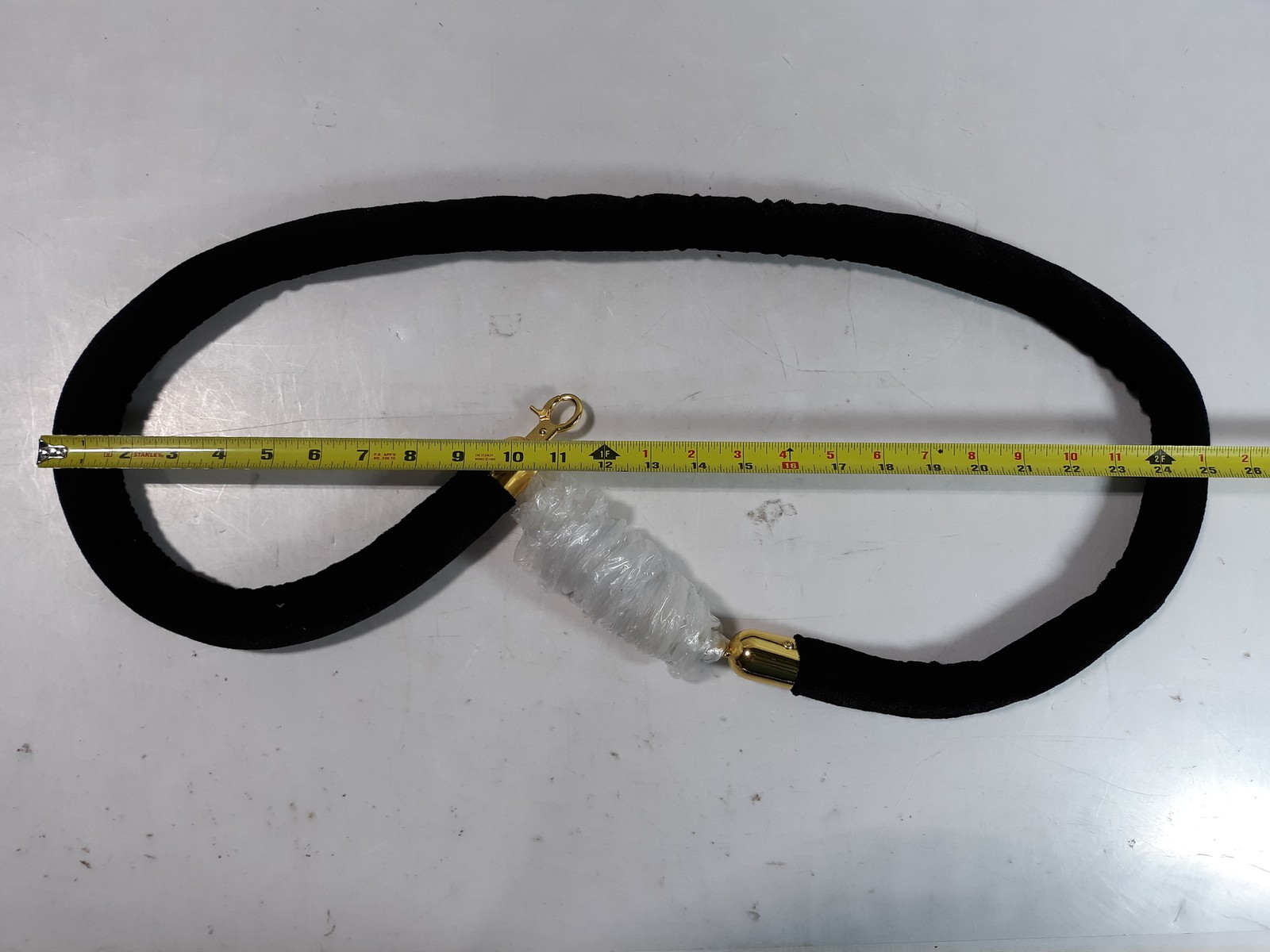 5ft Black Velvet Stanchion Rope Gold Clip Barrier Crowd Control - Lot of 6