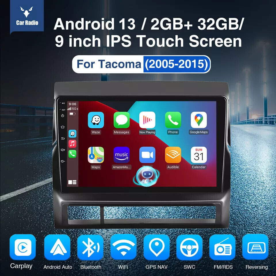 Android 13.0 Car Stereo Radio Wifi Apple CarPlay GPS For Toyota Tacoma 2005-2013