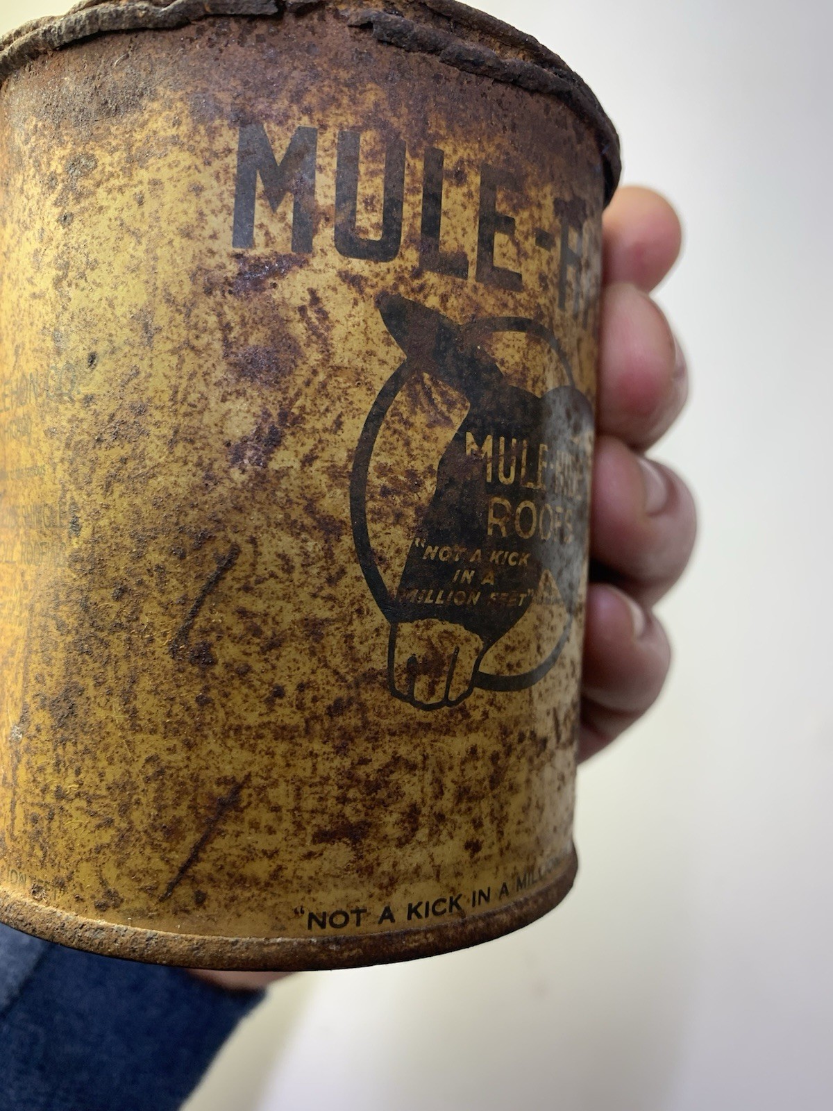 Vintage Mule-Hide Roofs plastic stay-tite cement 1 lb can, The Lehon Co, Chicago