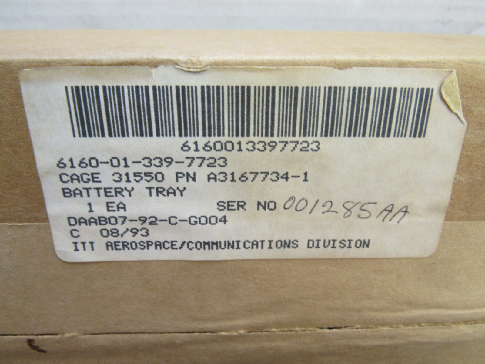 RT-1439 VRC Sincgars Military Radio Battery Tray CY-8664 AN/ VRC 87/88C NOS 1993