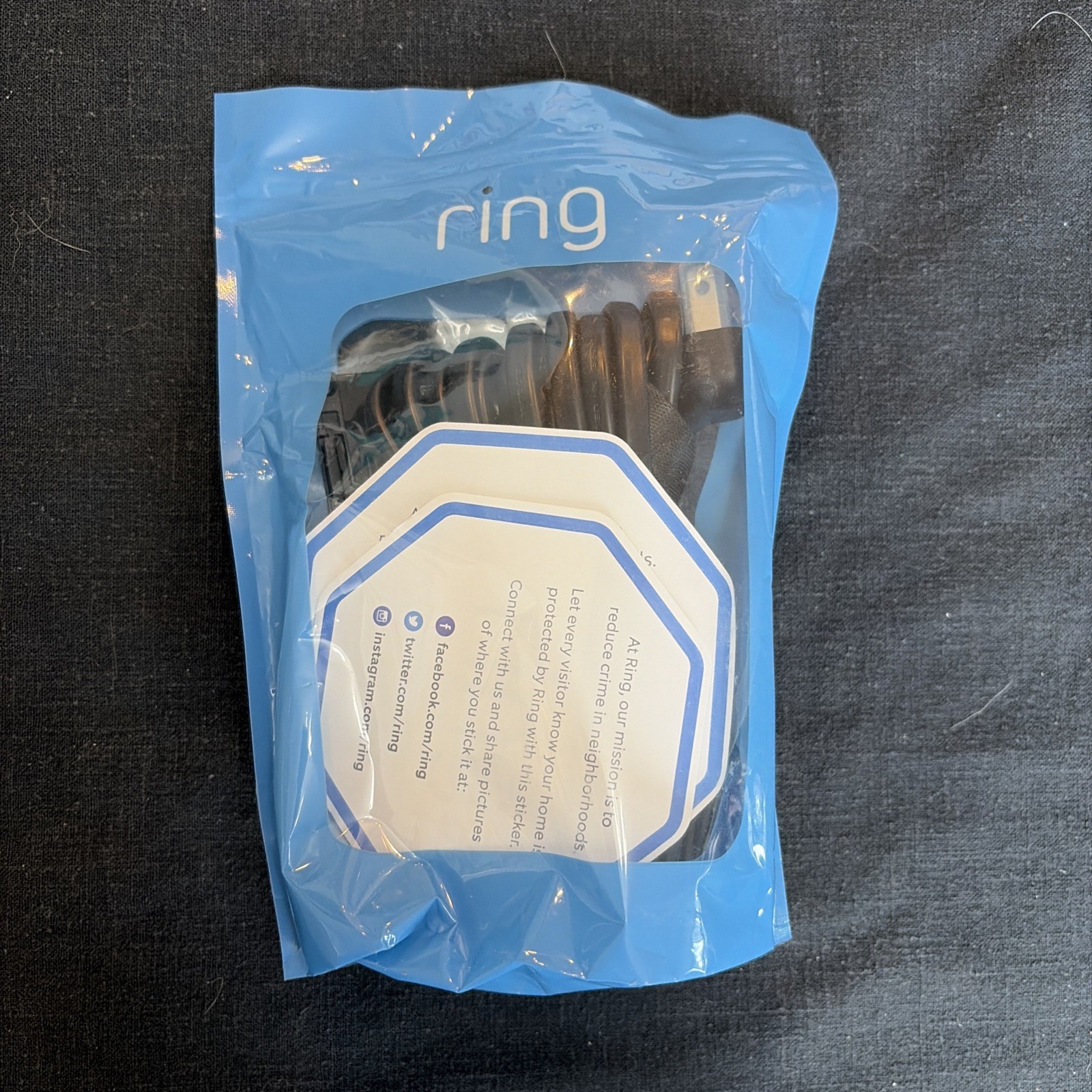 RING - Indoor / Outdoor Power Adapter - Barrel Plug - Cam Plug - BLACK