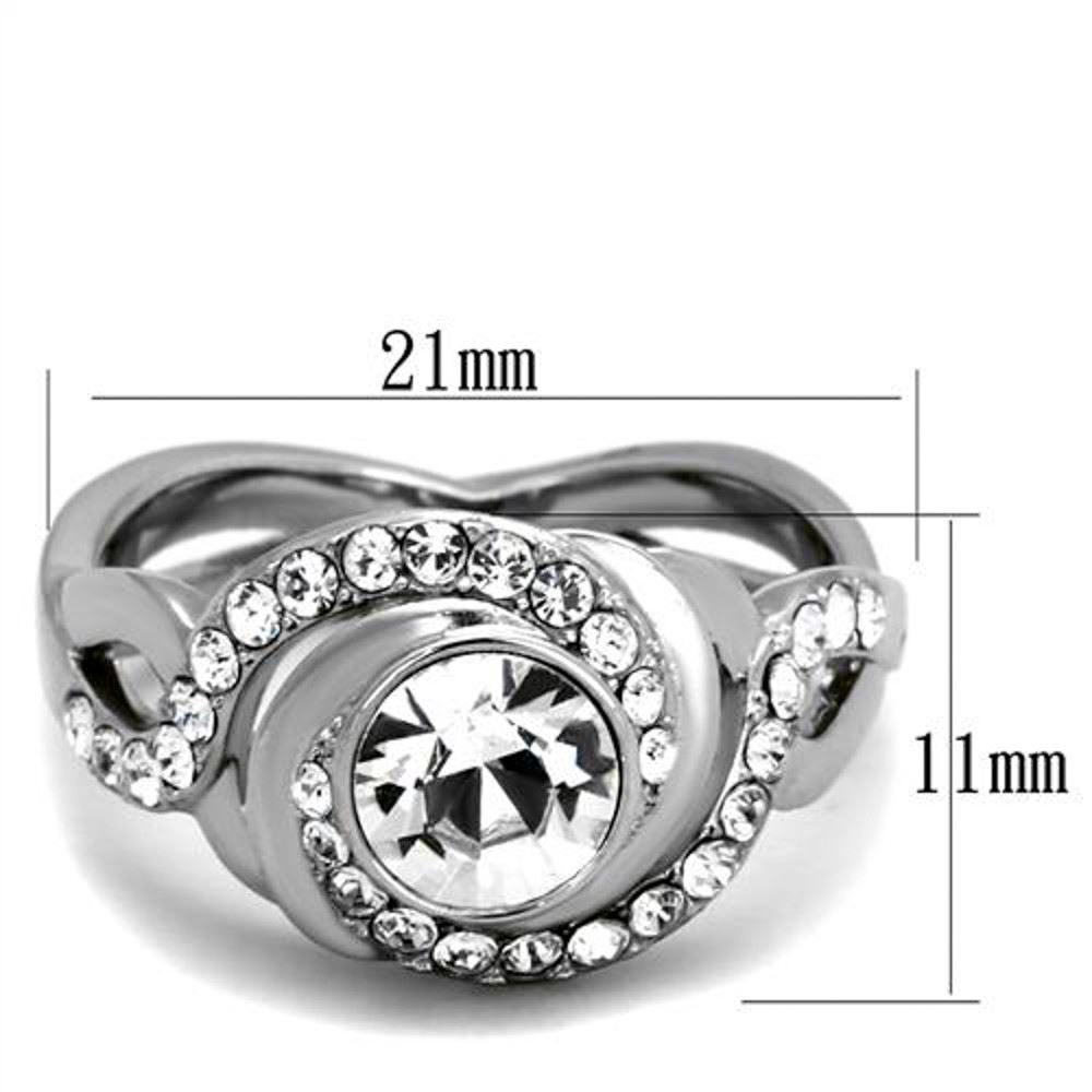 2.18 Ct Round Cut Crystal Stainless Steel Engagement Ring Women's Size 5-10