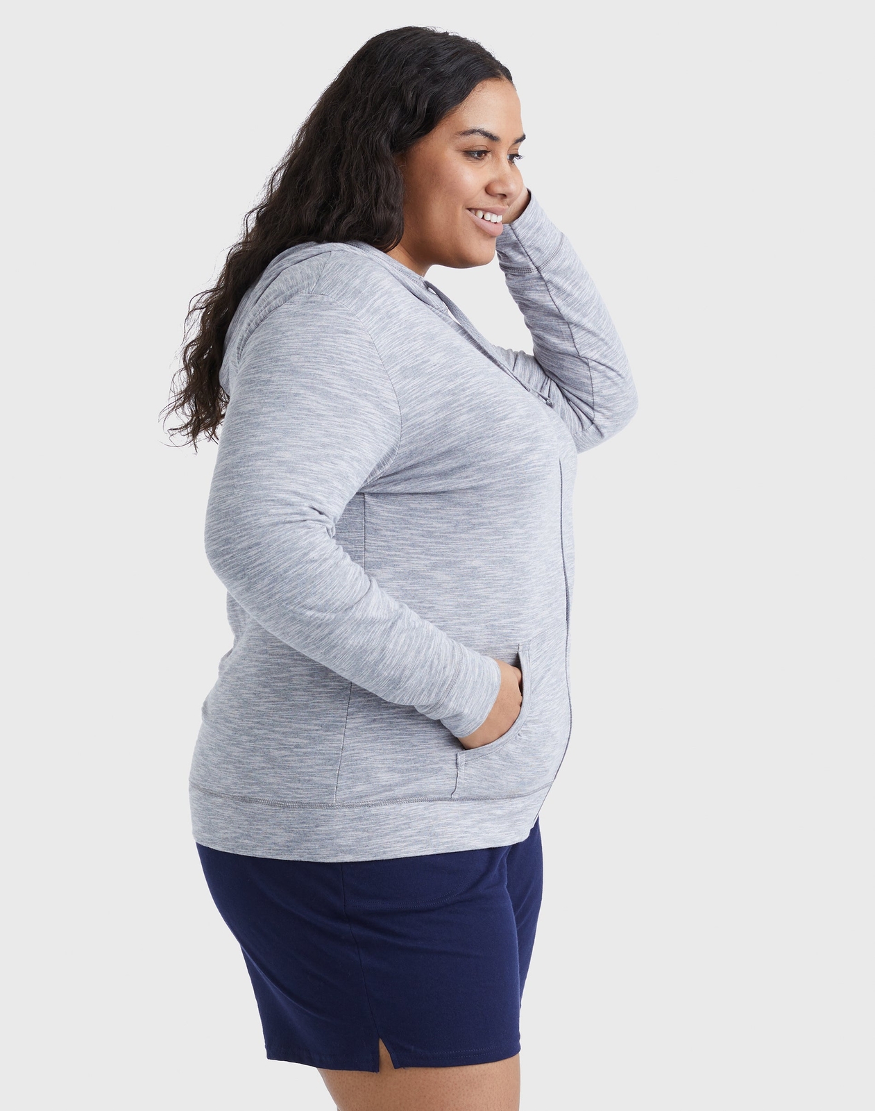 Just My Size Hoodie Women Full-Zip SlubCotton Lightweight Jersey Packets 1XL-5XL