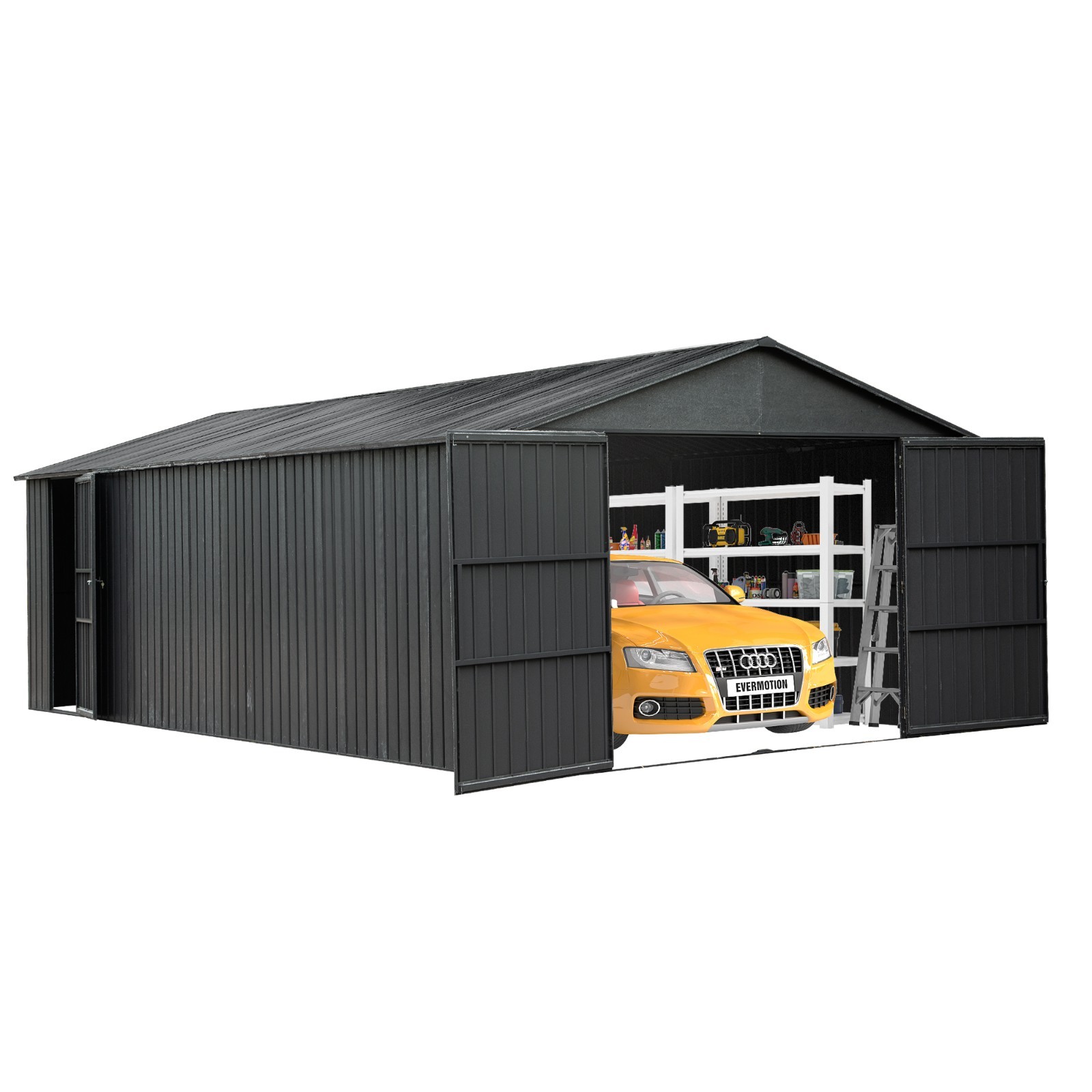 Domi 12x20FT Metal Garage Shed Carport with Lockable Doors