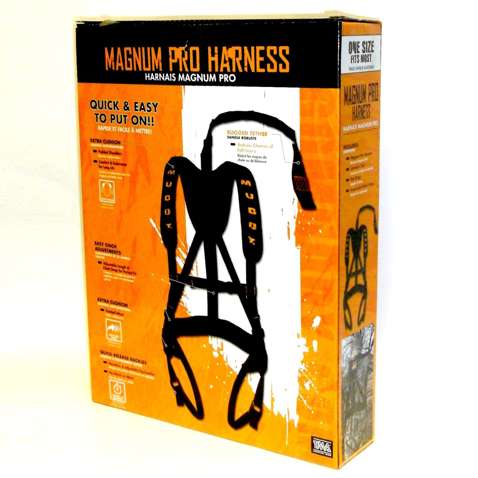 MUDDY MAGNUM PRO TREE STAND SAFETY HARNESS w/BELT-TREE& SUSPENSION RELIEF STRAPS