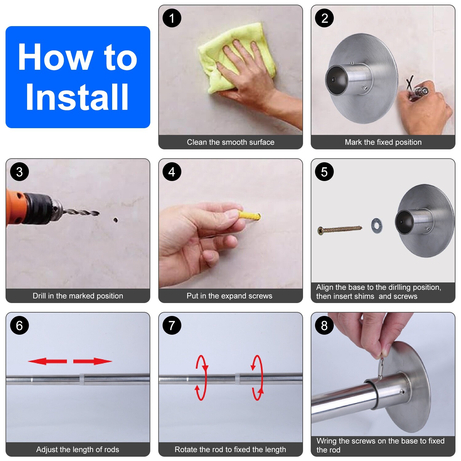 Adjustable Shower Curtain Rod Stainless Steel L Shaped for Bathroom Corner Rack