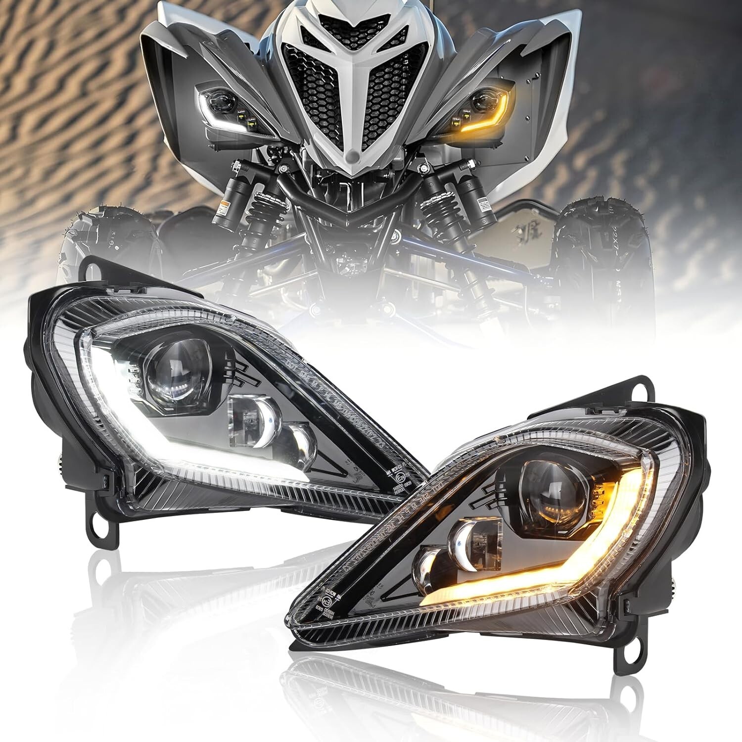 2PCS LED Headlights Set For Yamaha Raptor 700 R 350 YFZ450 R Wolverine 2006-2023