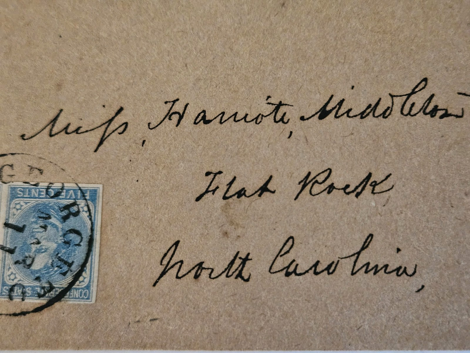 Confederate Cover Georgetown SC to Flat Rock NC Harriot Middleton