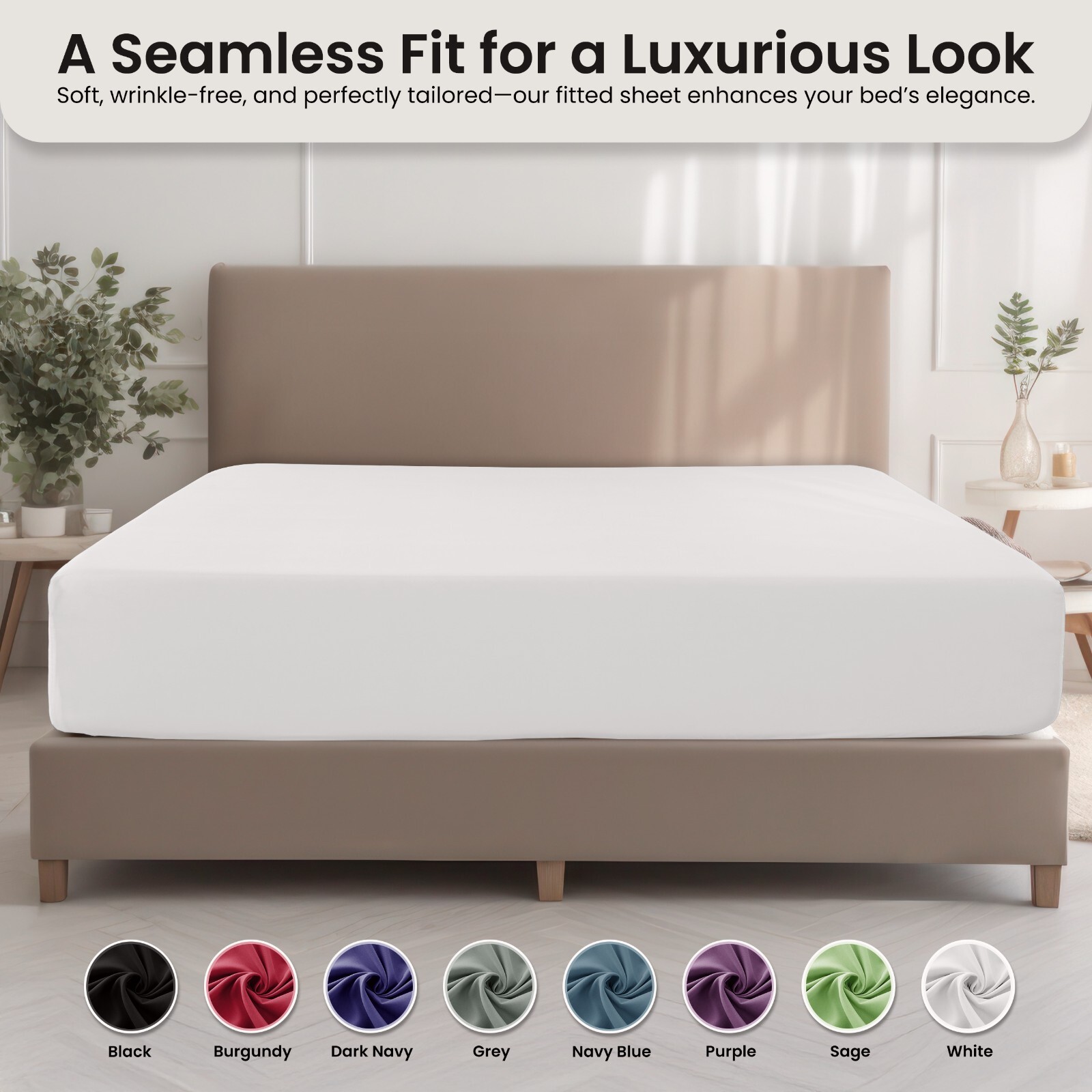 1800 Deep Pocket Fitted Sheet Queen King Fully Elastic Fitted Sheets Bed Sheets