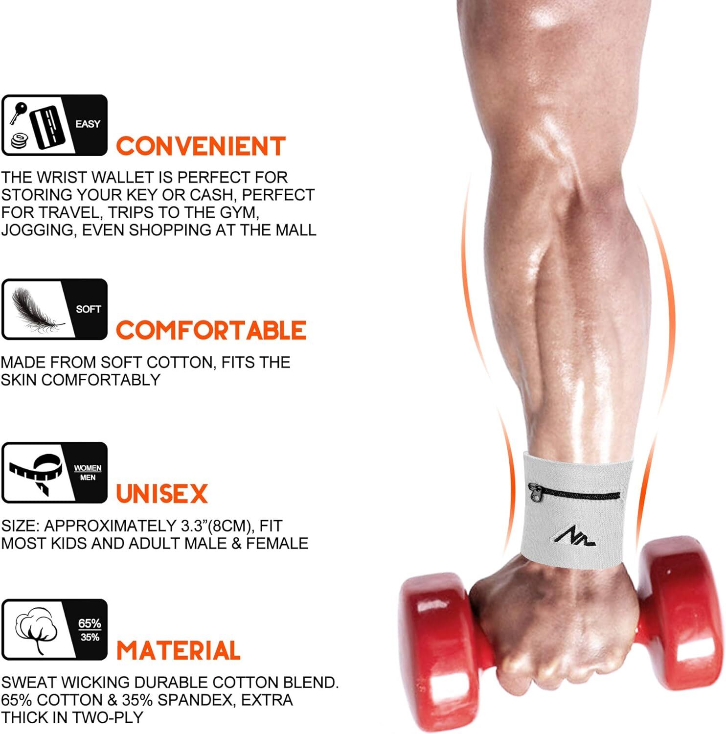 Wrist Wallet Pouch Band Zipper Running Travel Cycling Bag Unisex Sport