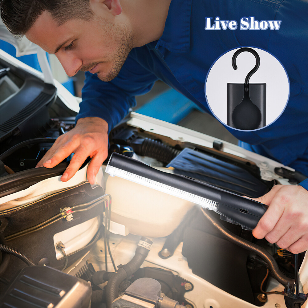 Magnetic LED Work Light Portable Flashlight with Hanging Hook USB Rechargeable