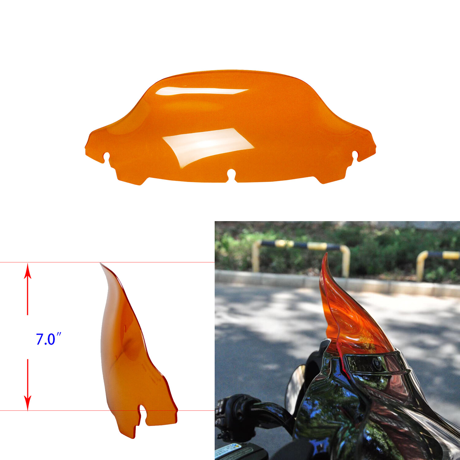 7.0" Orange Windshield for Harley 14-23 Street Glide Speical/ST CVO limited FLHX