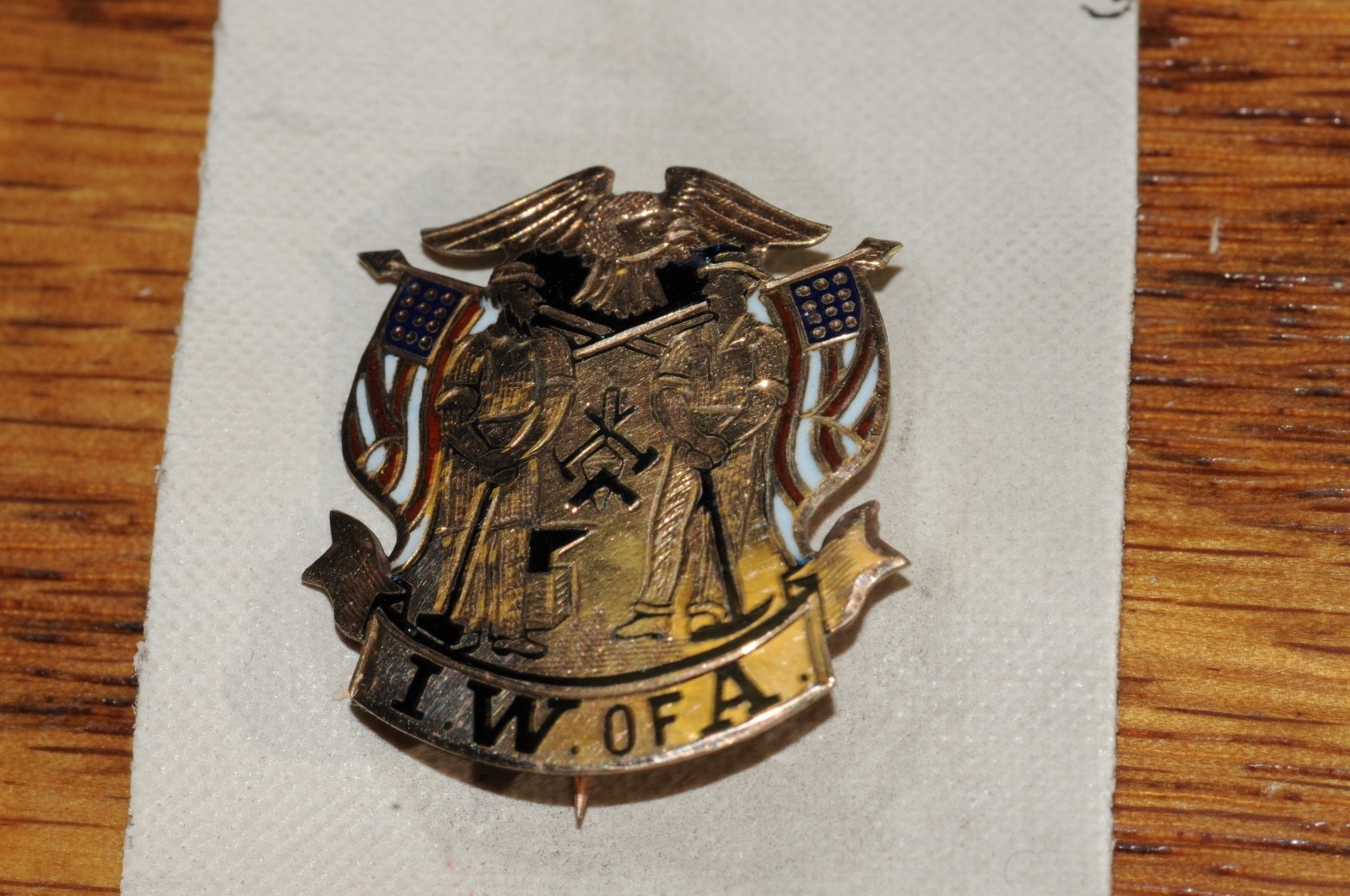IW. of A Fraternal Organization Pin Gold Filled 1902 New Old Stock Old*********