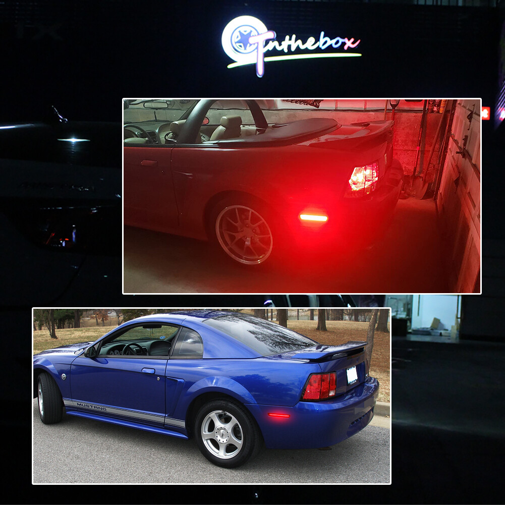 2Pcs Smoked Lens Rear LED Bumper Side Marker Lights For 1999-2004 Ford Mustang