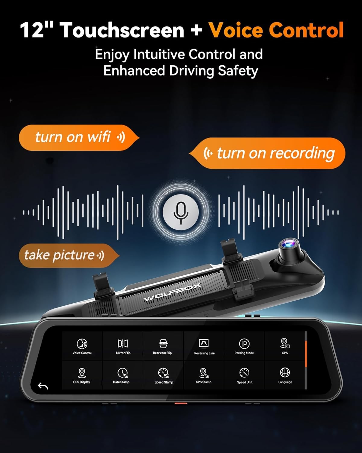 WOLFBOX G900 Tripro 3 Channel 4K Dash Cam Bumper STARVIS 2 WiFi Voice Control