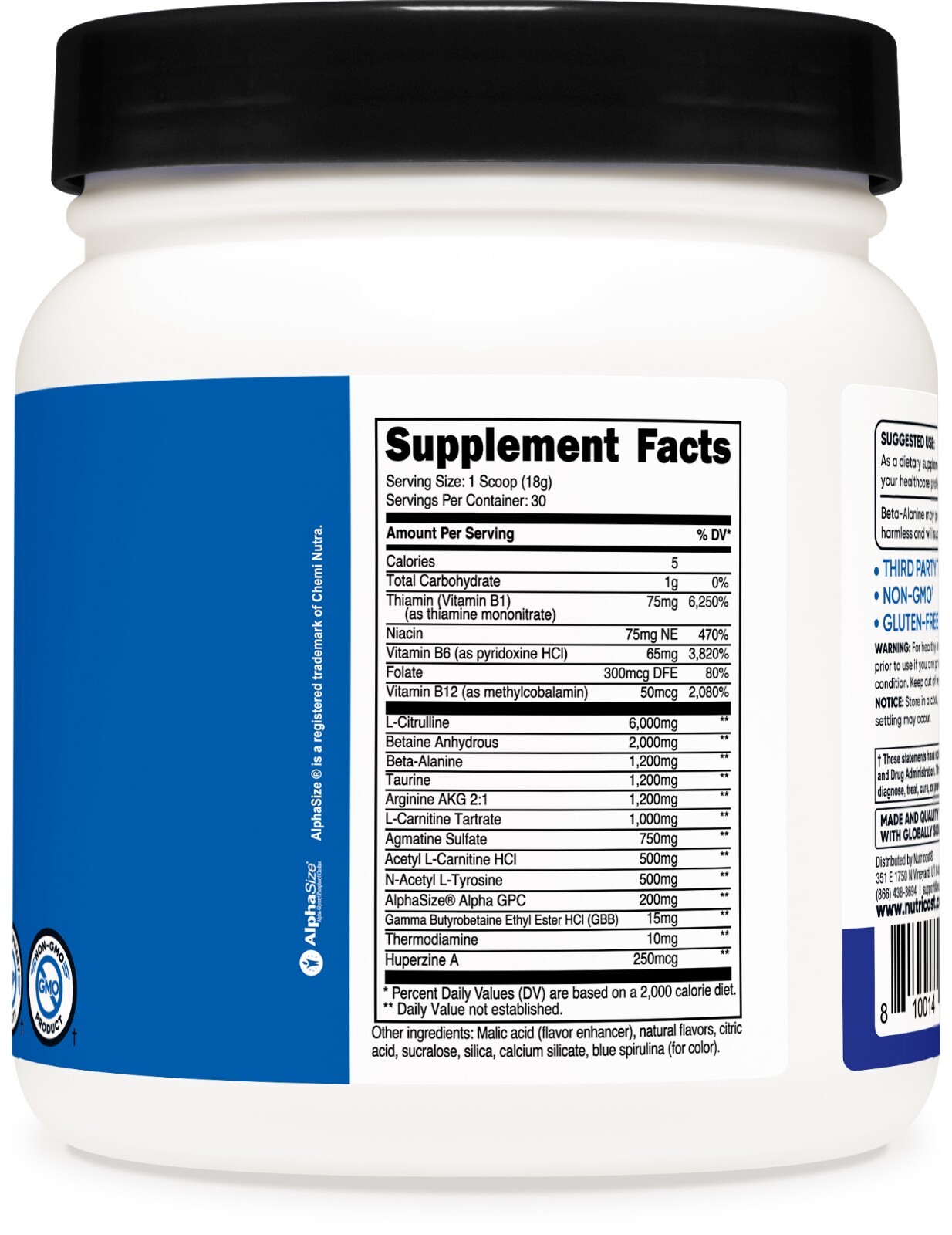 Nutricost Stim-Free Pre-Workout, 30 Servings (Blue Raspberry)