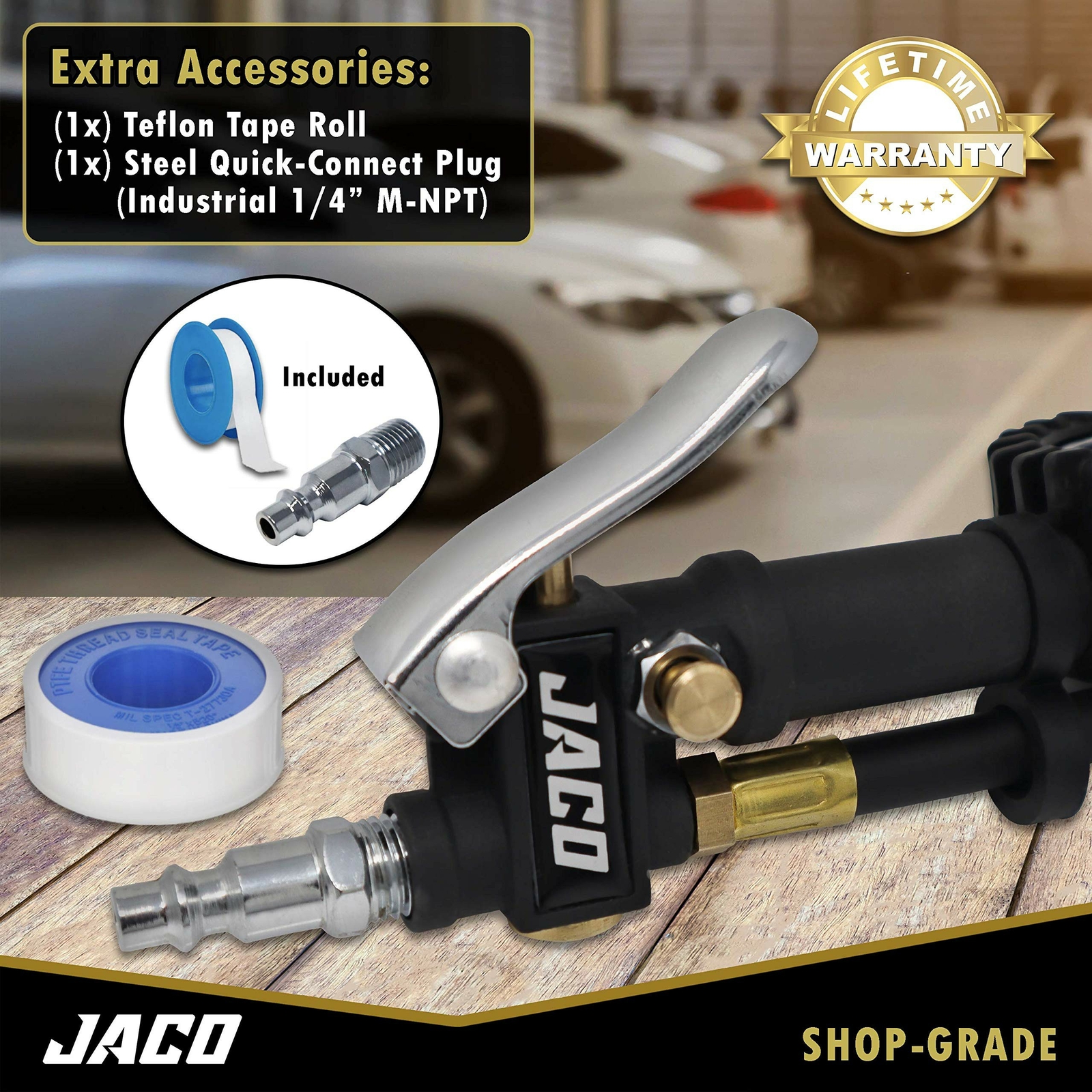 JACO FlowPro™ Tire Inflator with Pressure Gauge - 100 PSI