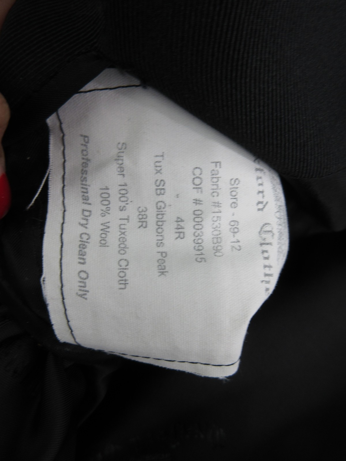 Oxxford Clothes Tuxedo Suit Mens 44 38x29 Black Super 100s Wool Peak Lapel