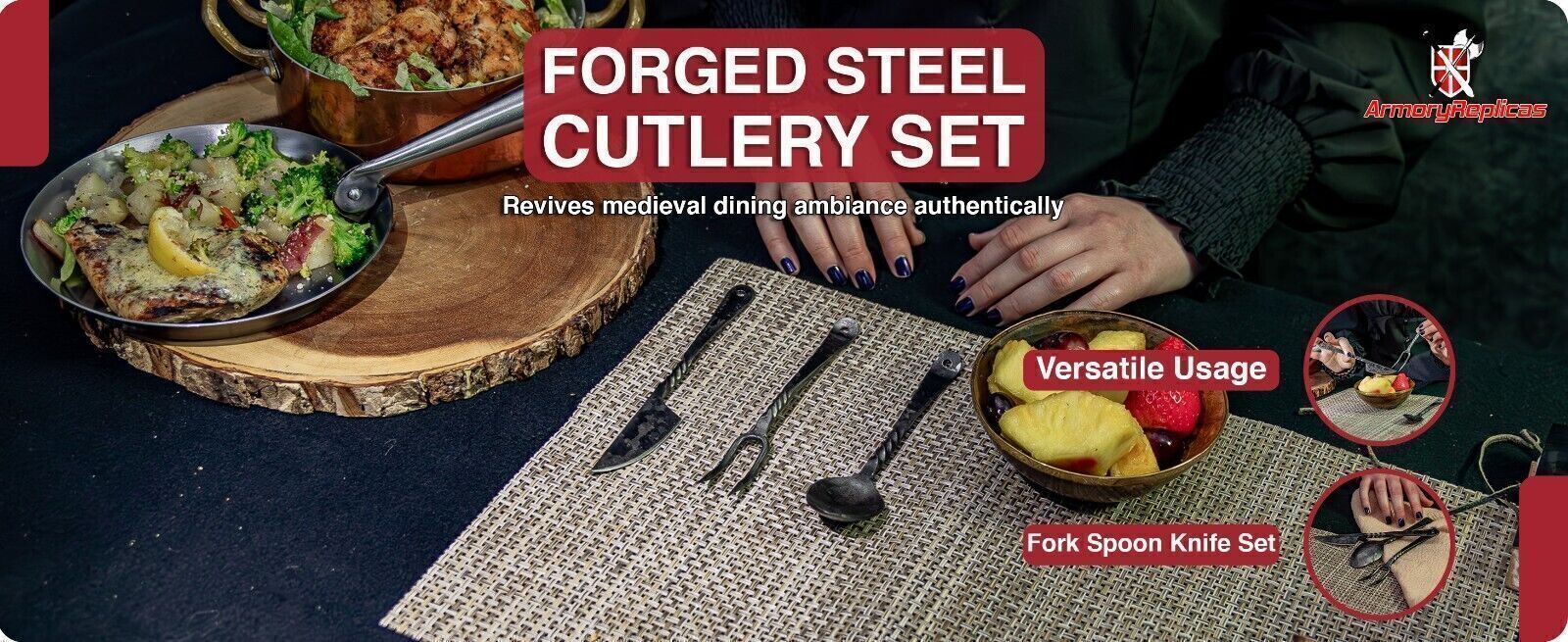 Forged Blacksmith Medieval Dining Hall Eating Kitchen Renaissance Utensils