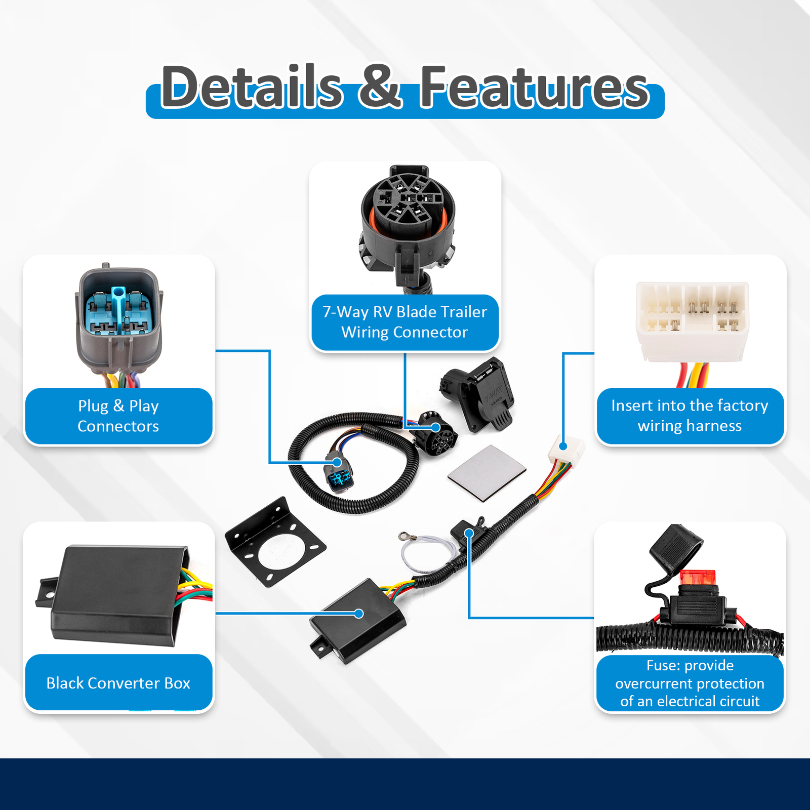 for Honda Pilot 2009-2011 - 7 Way Trailer Tow Light Wiring Harness Connector