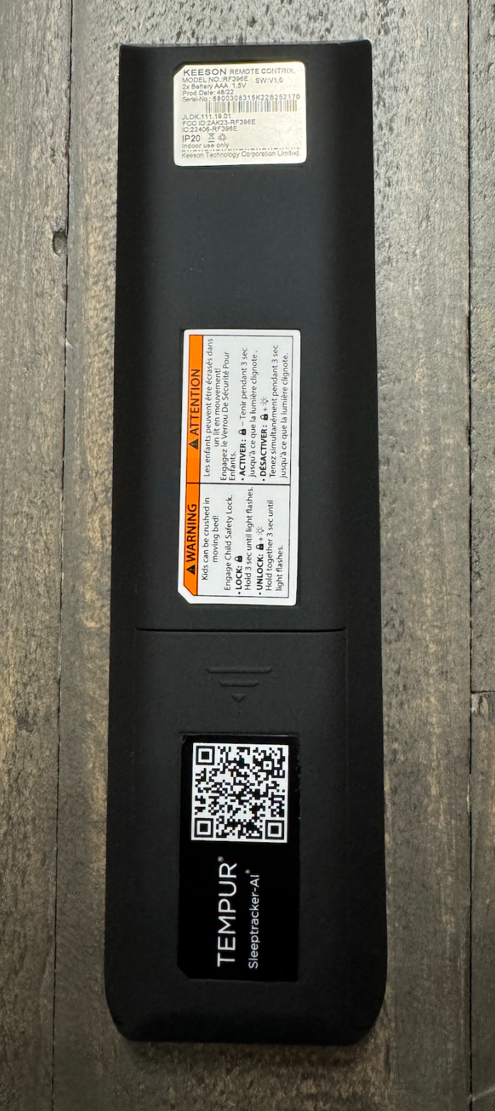 TEMPUR-PEDIC Tempur-Ergo ProSmart Base Remote Control Wireless NEW RF396E