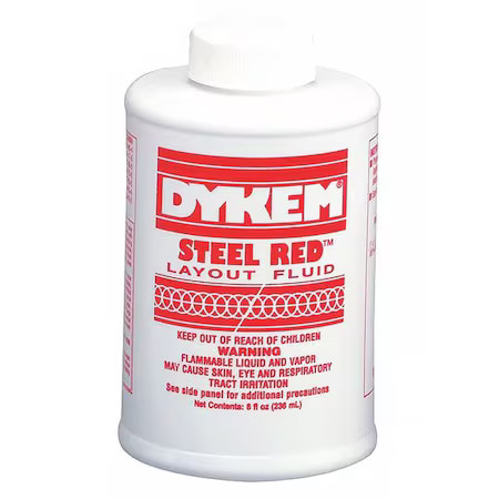 Dykem 80496 Dykem Steel Red, Layout Fluid, Bottle, 8 Oz