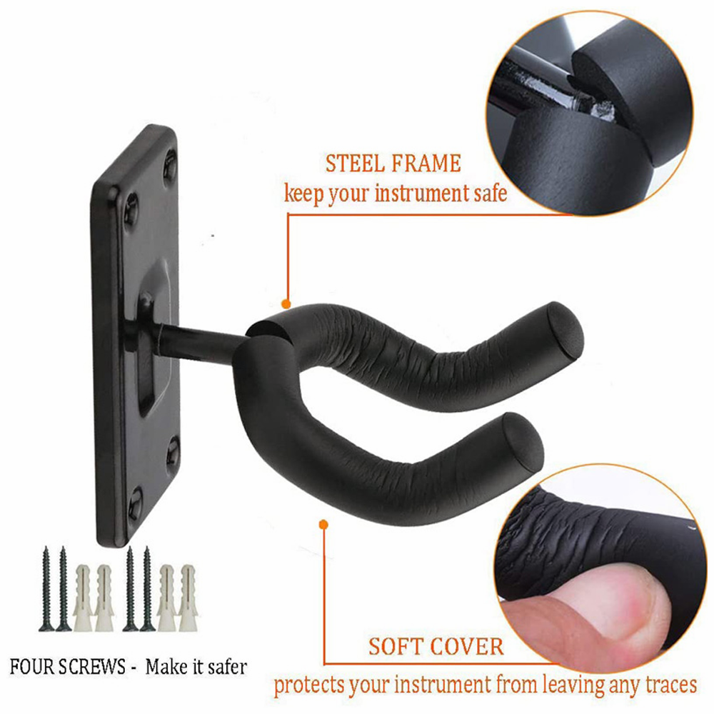 2Pcs Guitar Hangers Rack Adjustable Instrument Display Wall Mount Holder Hook US