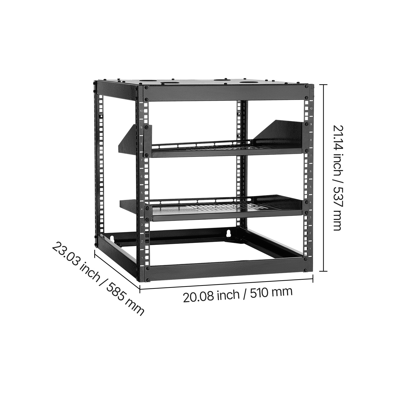 Uimoso 10U Wall-Mount Open Frame Server Rack with Adjustable Shelves