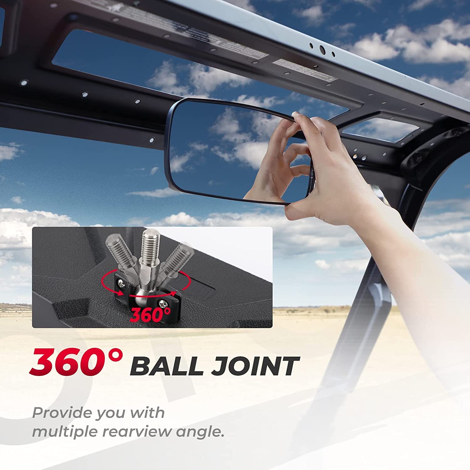 UTV Rear View Center Mirror for Polaris Ranger XP 500/570/900/1000 Crew #2879969