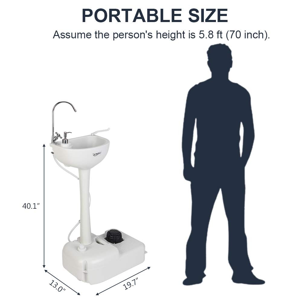 Portable Sink Rolling Hand Wash Basin with Towel Holder Soap Dispenser Wheels