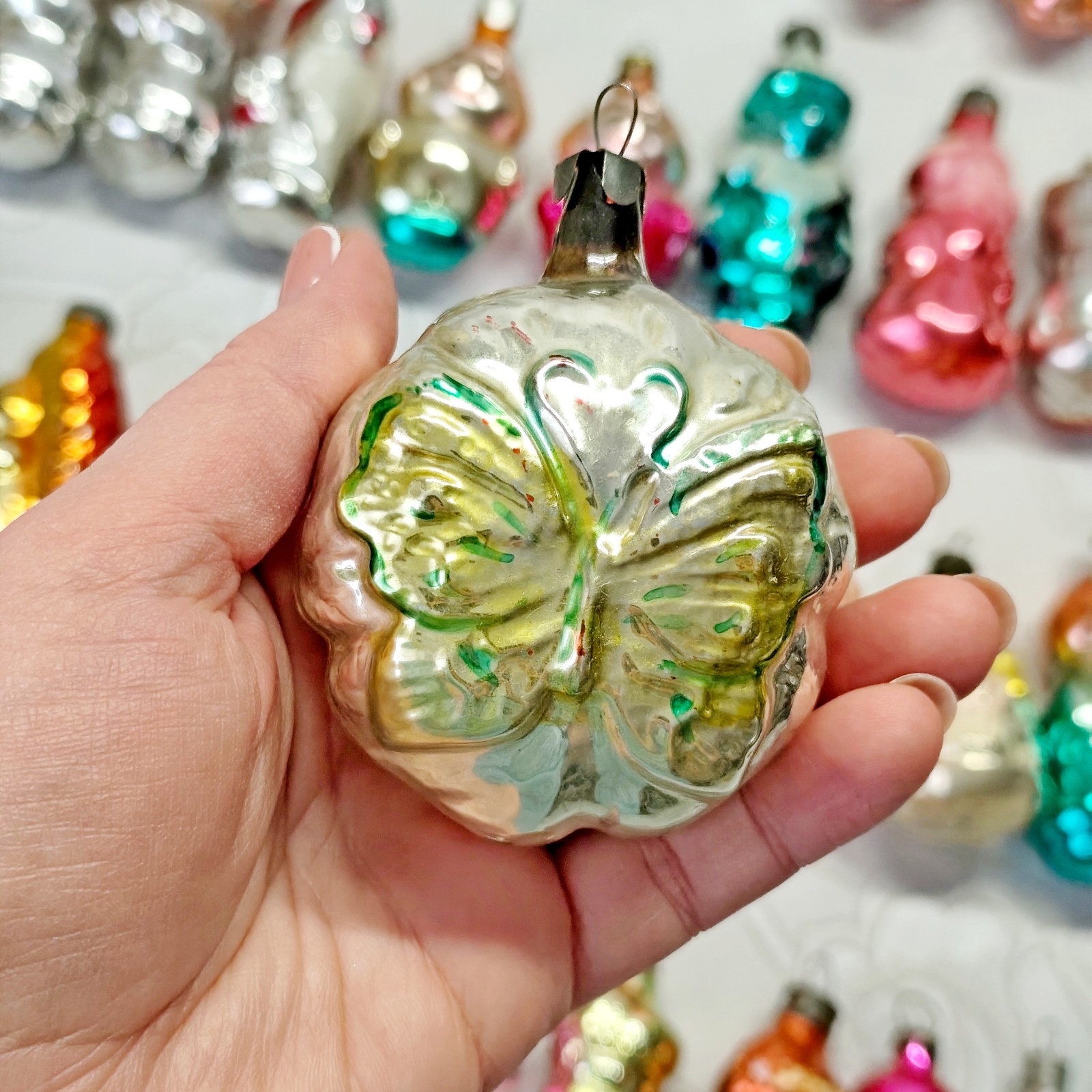 Vintage glass Christmas Ornament character animal decoration soviet USSR №728