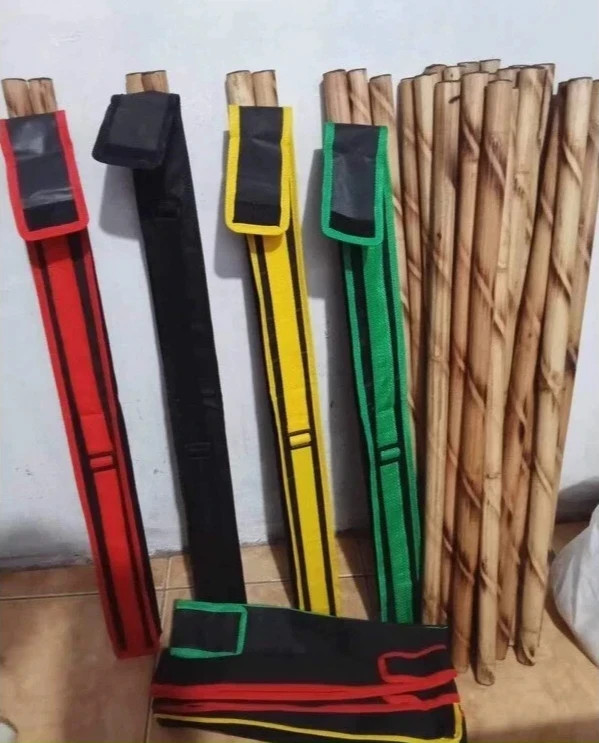 Peeled Escrima Sticks Pair Rattan Martial Arts Kali Arnis w/ Leather tips, Case