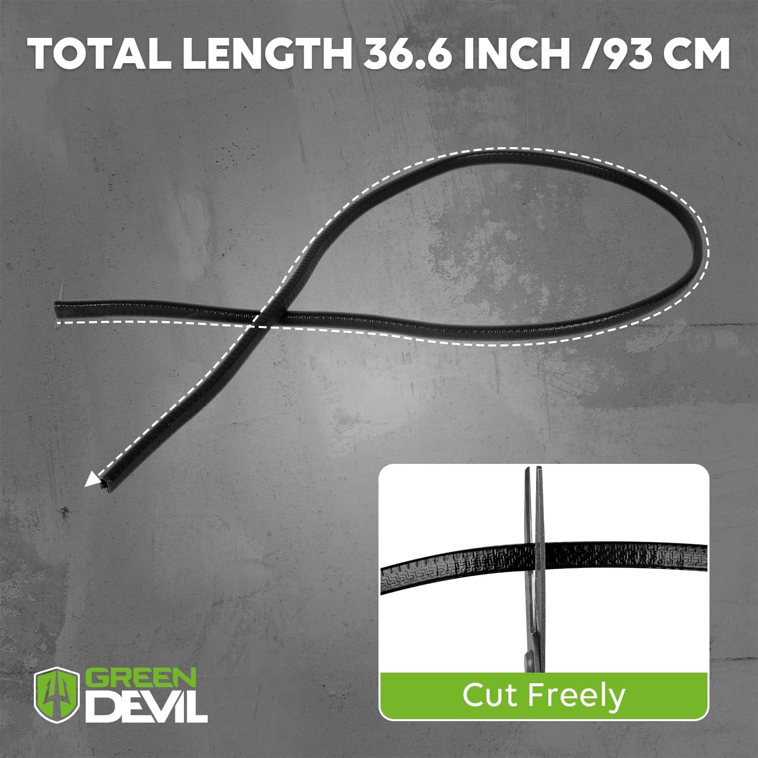 GREEN DEVIL Full Brim Guard, Hard Hat Guard Strip,Hard 36.6", Black