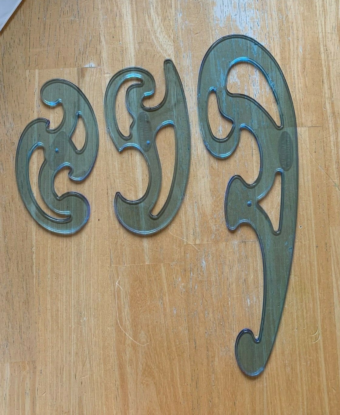 Staedtler Mars 571 FRENCH CURVE Set of 3 - A B & C blue transparent plastic NEW