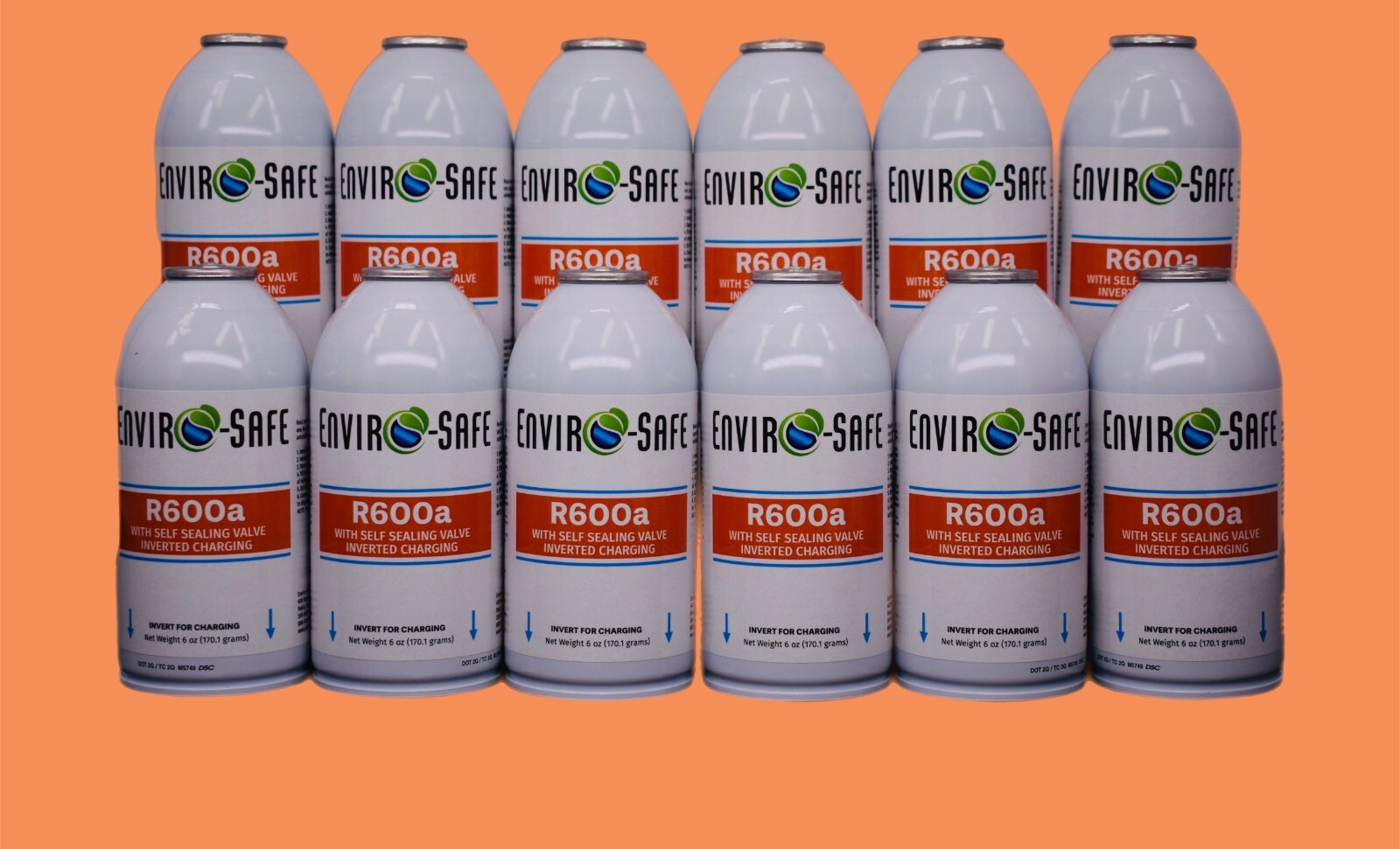 Enviro-Safe R600a Refrigerant w/ k28 Self-Sealing Cap | 12 Cans