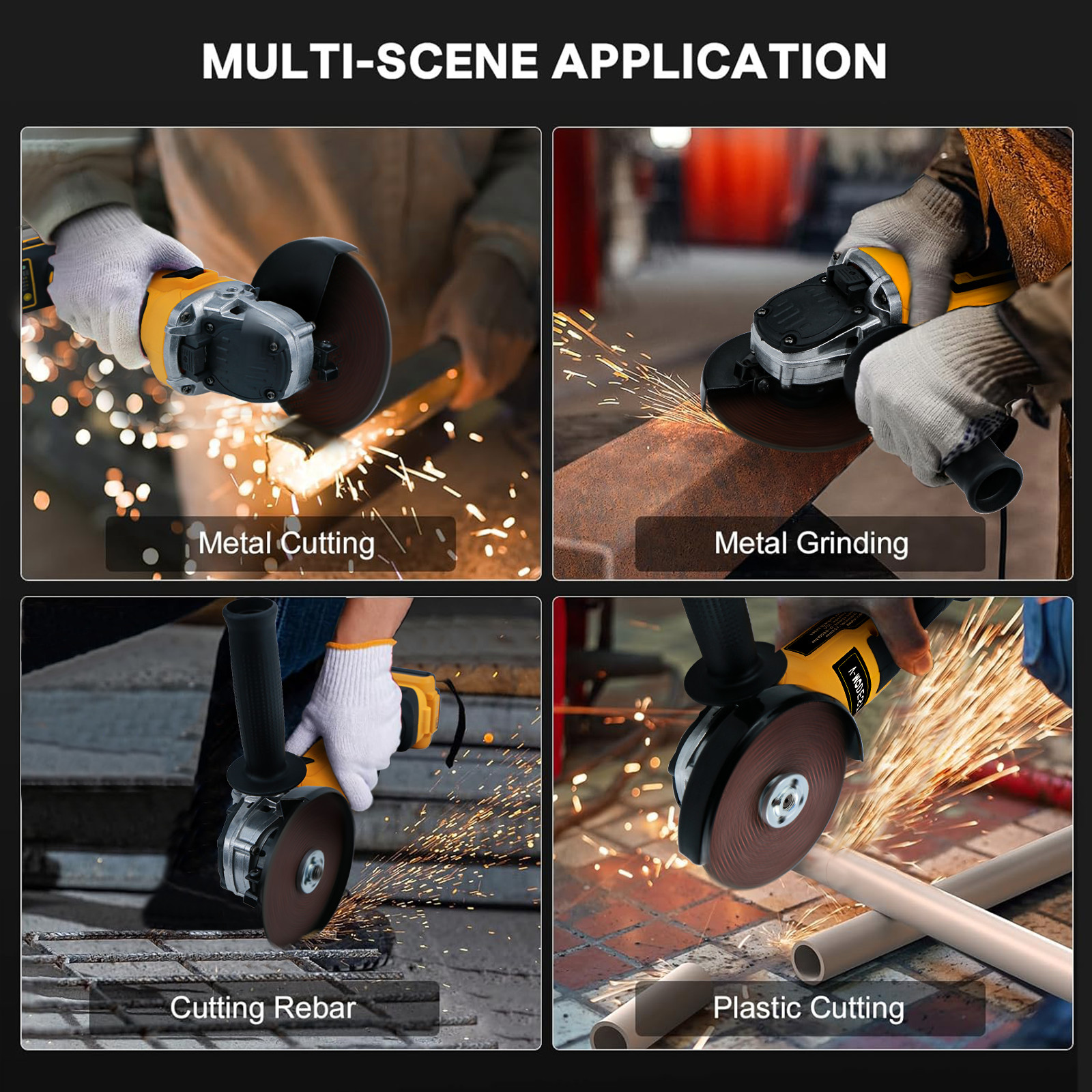 Cordless Angle Grinder For Dewalt 20V Battery 4-1/2" to 5" w/5 cutting blade