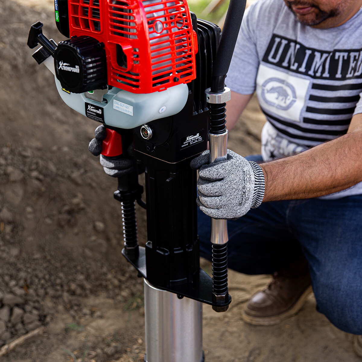 XtremepowerUS 52cc Gas-Powered Fence T-Post Driver Engine Gasoline Pile EPA CARB