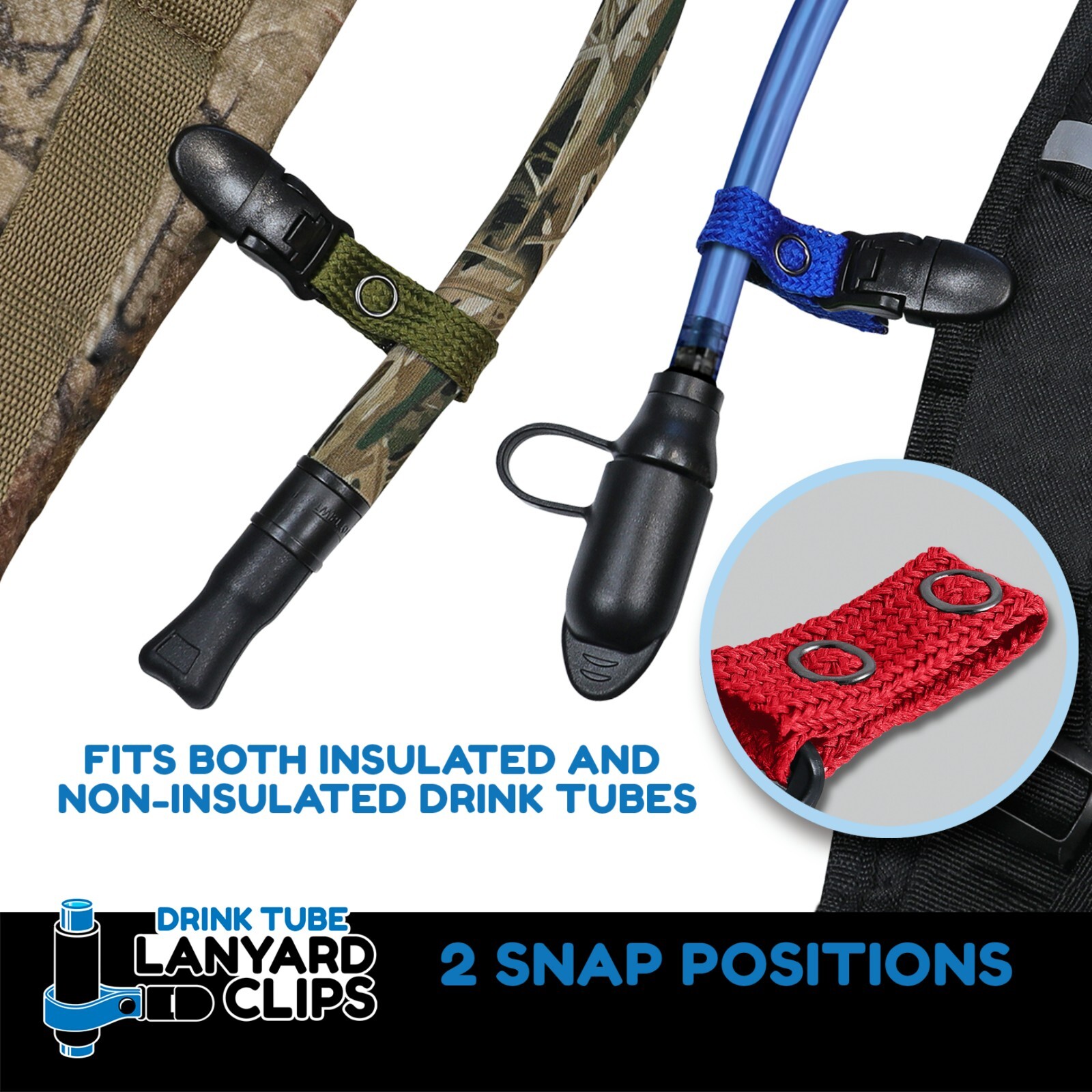 Hydration Pack Drink Tube Lanyard Clip - Shoulder Strap Clip - Drink Tube Clip