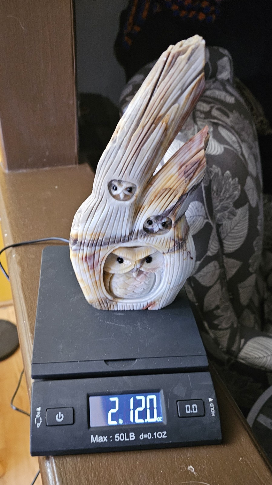 Carribean Calcite Owls In Tree Carving