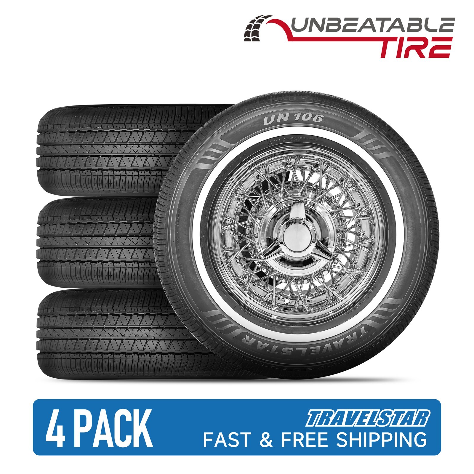 Set of 4 Travelstar UN106 215/70R15 98T 18mm White Wall A/S Passenger Car Tire
