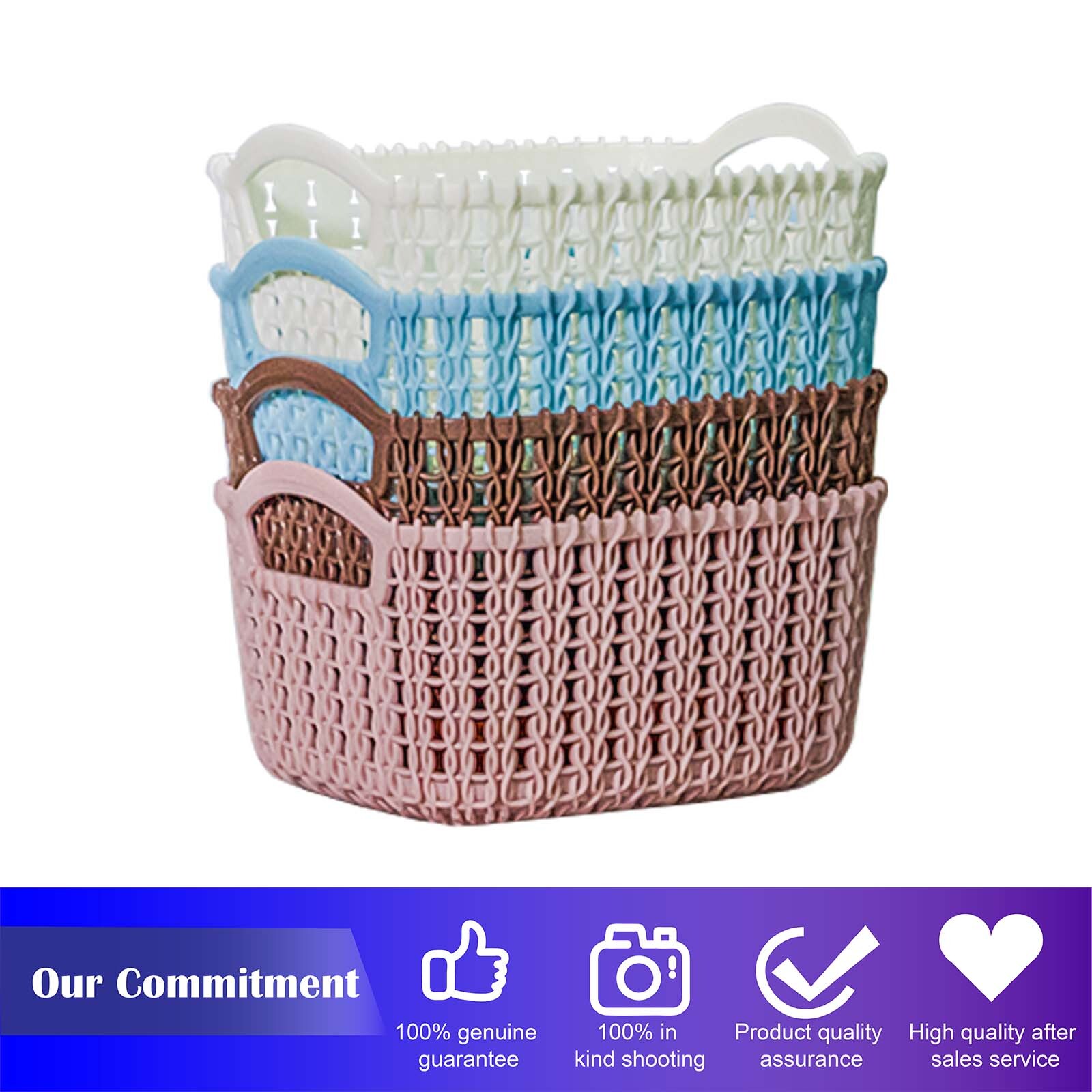 4 Pcs Weave Basket Storage Organizer Bins Portable Stackable Weave Storage Boxes