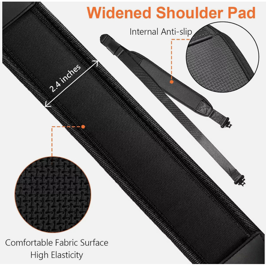 Full Black 2 Point Rifle Gun Sling with Swivels & Neoprene Shoulder Padded Strap
