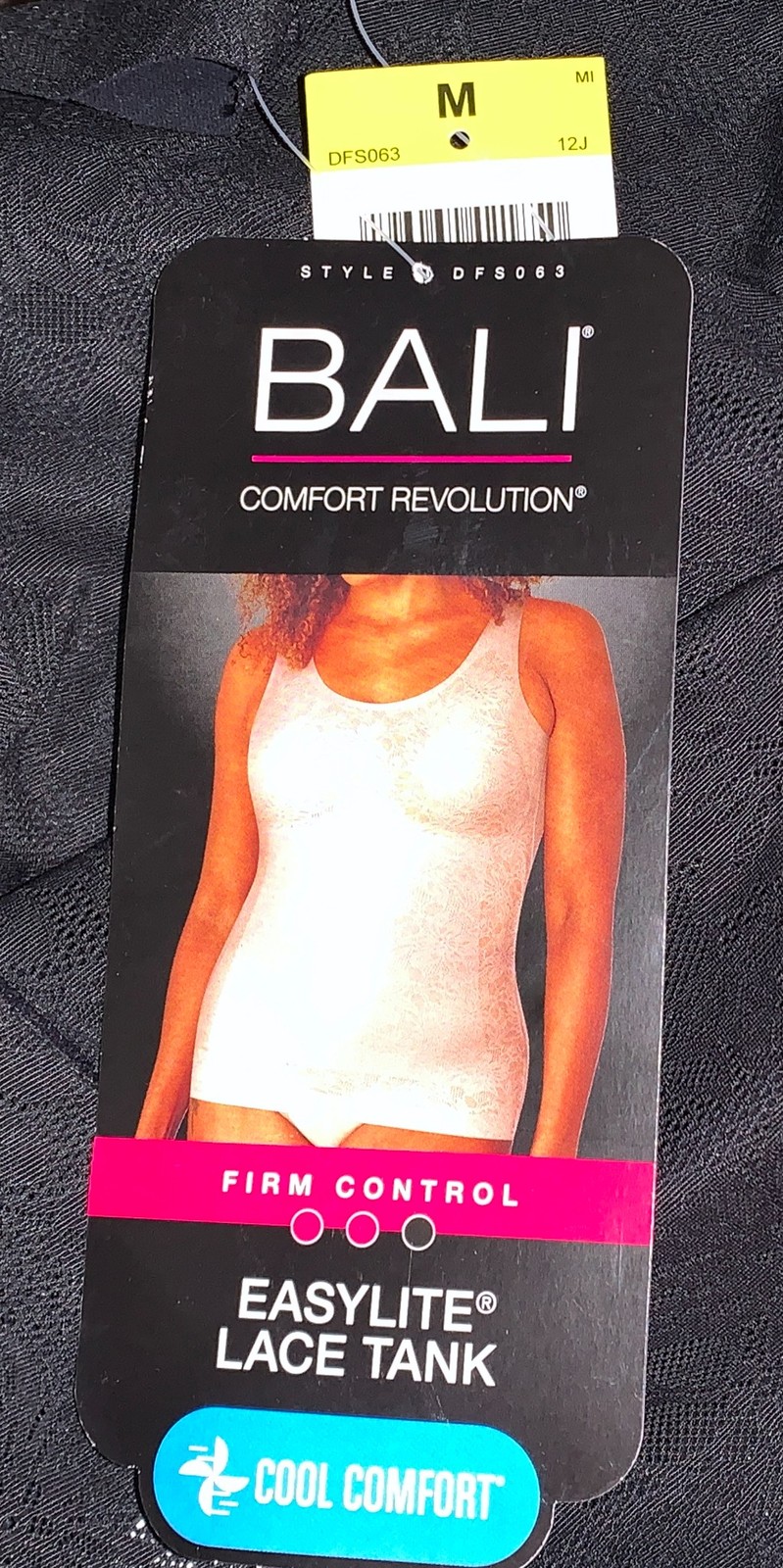BALI Cool Comfort Revolution Lace Easylite Black Shaping Tank Top Wmn M L XL 2XL