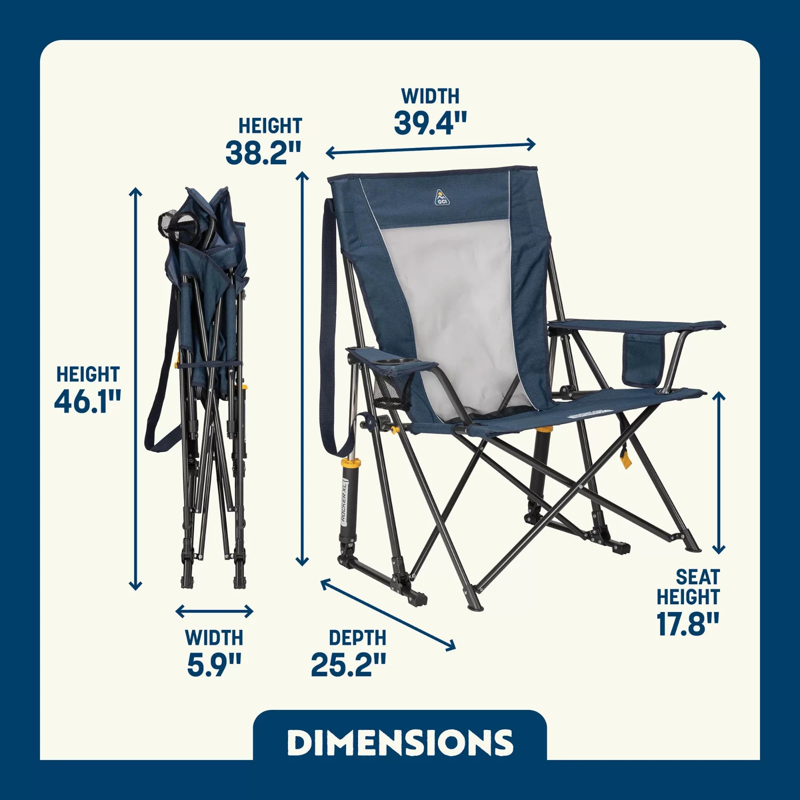 GCI Outdoor Comfort Pro Rocker XL Chair Color: Heathered Indigo